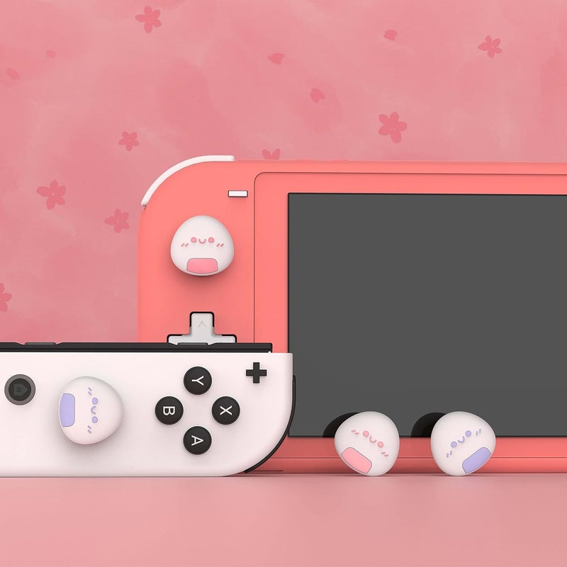 playvital Onigiri Joystick Caps for Nintendo Switch, Thumbstick Grips for Switch Lite, Analog Cover for OLED Joycon Thumb Grip Caps - Light Violet & Pink - Image 3